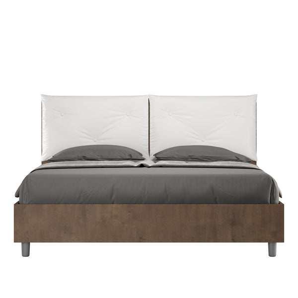 sconto Letto Matrimoniale Struttura Noce con Cuscini in Similpelle Egos Appia Bianco Varie Misure