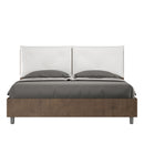 Letto Matrimoniale con Alzata Comoda Struttura Noce con Cuscini in Similpelle Appia Bianco Varie Misure