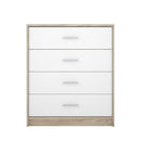 Comò cassettiera Nepo 4 cassetti 80 cm rovere sonoma bianco