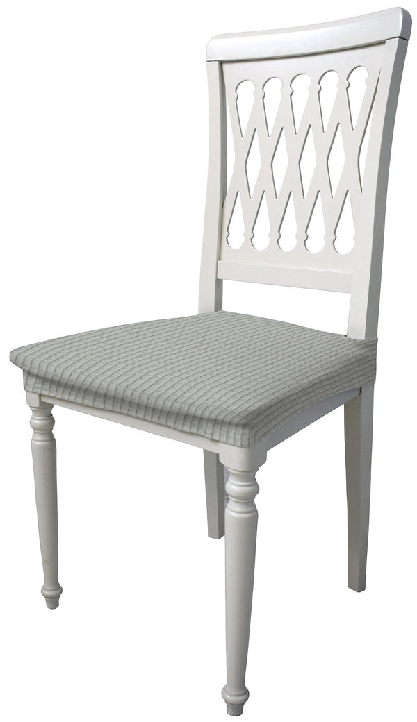 Set mit 2 Stretch-Stuhlhussen aus hellgrauem Leslie-Polyester sconto