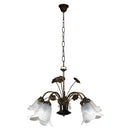 Lampadario 5xE14 Montatura Marrone Oro Vetro Alabastro Bianco E-Energy Vera