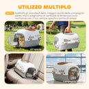 Trasportino per Gatti e Cani Piccoli Max 4 kg 49x32x31 cm con Finestra Superiore in Plastica Grigio      