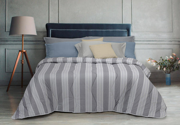 sconto Winterdecke bedruckt aus reiner Baumwolle 300gr Cober gestreift grau verschiedene Größen