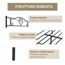 Struttura Letto Una Piazza e Mezzo 140x200 cm in Acciaio con Doghe Integrate Nero