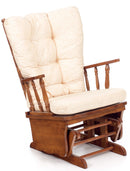 Poltrona a Dondolo in Legno Massello con Cuscino Dallas Beige