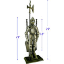 Set Camino 4 Pezzi 53x20 cm Scopino Paletta Attizzatoio e Pinza con Supporto Cavaler Bronzo