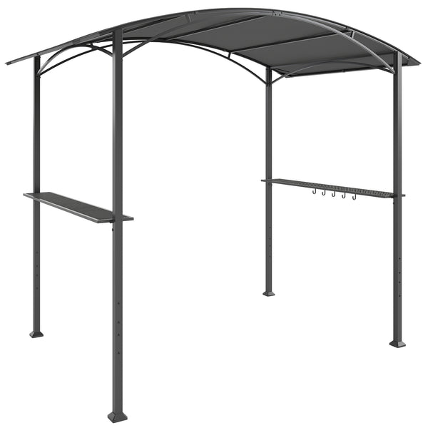Gazebo per Barbecue 245x152x218 cm con 2 Mensole Laterali e Ganci in Acciaio e Poliestere Grigio Scuro online