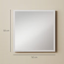 Specchio da Parete Rettangolare 50x50 cm con Ganci in Vetro e MDF Bianco      