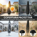 Ombrellone da Giardino Decentrato 330x295x245 cm con LED Solari in Metallo e Poliestere Cachi      