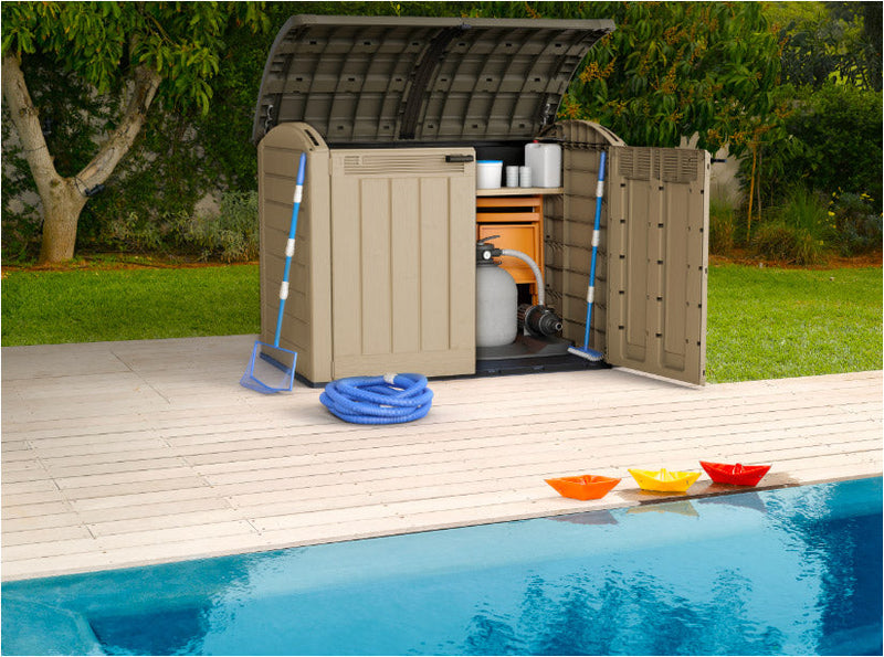 Armadio Porta Attrezzi da Giardino 177x134x113 cm in Resina Keter Store It Out Ultra Beige