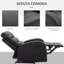 Poltrona Relax Reclinabile con Poggiapiedi in Similpelle Nera 