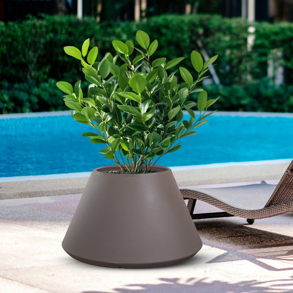 online Vaso da Esterno Interno Design Conico Ø60x35 cm Stromboli in Resina Tortora
