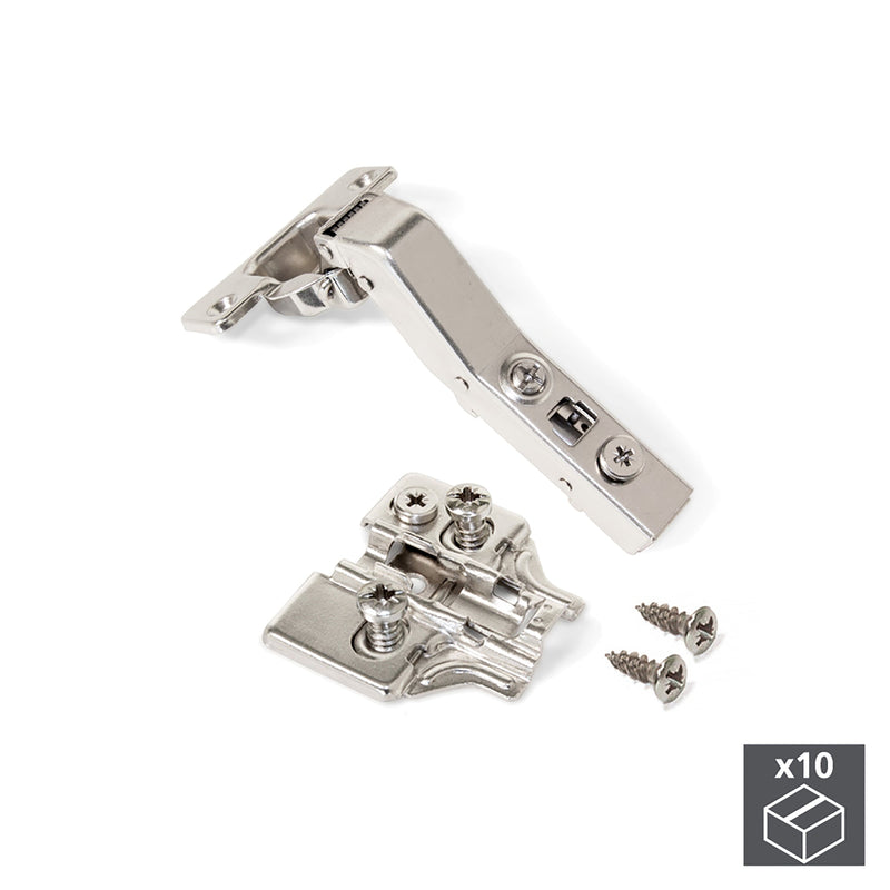 Cerniera a Scodellino 35 mm Braccio Angolare 45º Chiusura Ammortizzata Basetta Euro 10 Pezzi Emuca