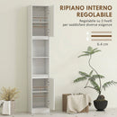 Mobile Colonna Bagno Salvaspazio 30x24x170 cm con 2 Armadietti e Ripiani in MDF e Truciolato Bianco      