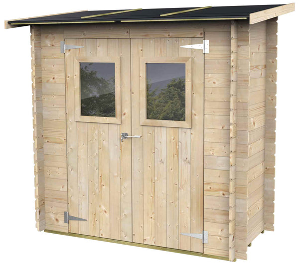 Gartenbox für Werkzeuge 198 x 98 cm mit Doppelfenstertür aus Naturholz acquista