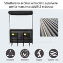 Set Bar Tavolo e 2 Sgabelli da Giardino in Acciaio e Teslin   Nero