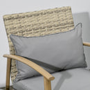 Set Salotto da Giardino con 2 Poltroncine con Cuscini e Tavolino in Vetro in Rattan Marrone e Grigio