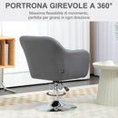 Poltrona Girevole con Cuscino Lombare 60x60x79-91 cm in Tessuto Tecnico Grigio  