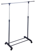 Stender Porta Abiti Estensibile in Acciaio con Ruote 125x170x42 cm Fadi Nero e Acciaio