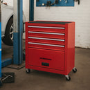 Carrello Portautensili 45x45x105 cm con 4 Cassetti Carrellino per Utensili in Acciaio Rosso      