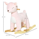Cavallo a Dondolo per Bambini in Legno e Peluche Cervo Rosa