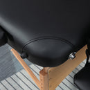 Lettino Massaggi Portatile Pieghevole 185x60x61-88 cm in Legno e Similpelle Nero