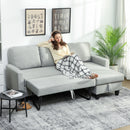 Divano Letto 3 Posti 197x129x85 cm con Chaise e Spazio Contenitore in Tessuto Effetto Lino Grigio e Nero      