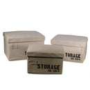Set 3 Scatole in tessuto crema storage rettangolare 