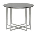 Tavolinetto da Caffé Oslo Ø58x43 cm in Ferro e Vetro Argento e Nero