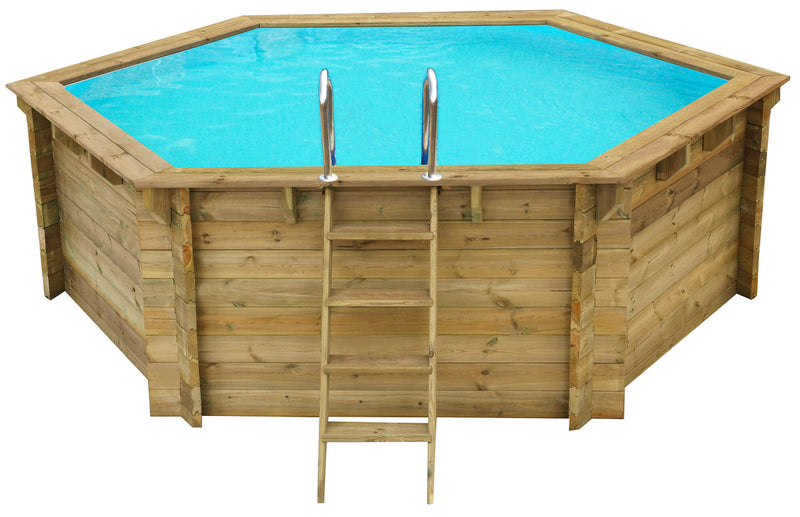 Piscina Esagonale Fuori Terra Ø360x117 cm in Legno