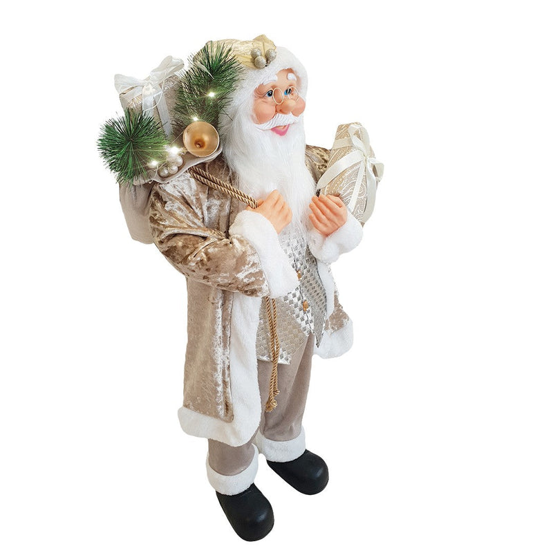 Pupazzo Babbo Natale H90 cm con Luci e Suoni Champagne