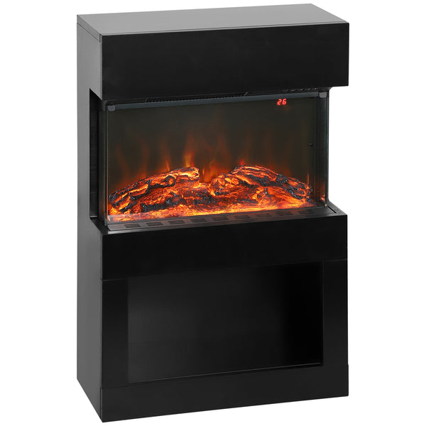 Camino Elettrico da Pavimento con Effetto Fiamma 3D Colorata 1000W/2000W con Temperatura Regolabile e Telecomando Nero prezzo