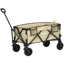 Carrello da Giardino Pieghevole 78L 105x52x70-110 cm in Acciaio Tessuto Oxford e Plastica Cachi