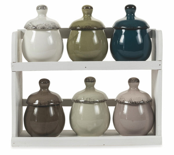 Set mit 6 Dolomitenkrügen mit Holzständer Villa d'Este Home Tivoli Baita acquista