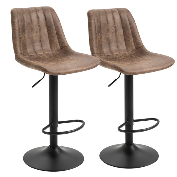 Set mit 2 gepolsterten Hockern 43 x 46,5 x 91-10 cm in braunem Kunstleder online