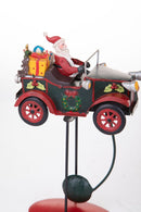Statuina Babbo Natale con Auto 30 cm in Metallo
