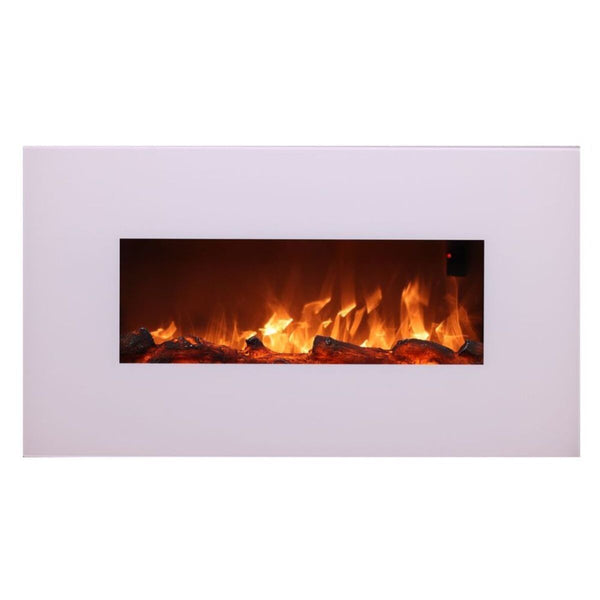 sconto Camino Elettrico da Parete 98x55x14 cm Effetto Fiamma 1500W Sined Monte Bianco