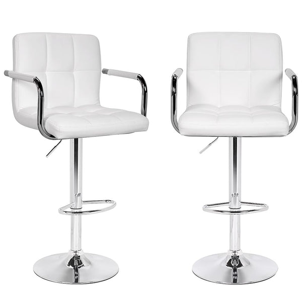 Set Sgabelli Cucina Seduta Pelle Imbottita Sgabello con Braccioli Casa Bar Bianco acquista