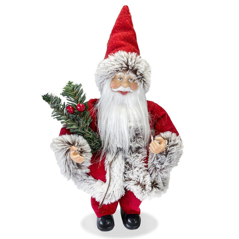 Pupazzo Babbo Natale H30 cm Rosso e Grigio