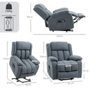 Poltrona Elettrica Alzapersona 91x93x103 cm Reclinabile a 135° con Poggiapiedi in Tessuto Effetto Lino Grigio      