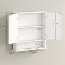 Armadietto Pensile da Bagno 56x13x58 cm con 2 Ante a Specchio e Ripiano Aperto Bianco      