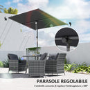 Ombrellone per Esterni 150x205x120-215 cm Girevole a 180°  in Poliestere e Alluminio Grigio Scuro    
