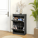 Scarpiera Salvaspazio Design Moderno 2 Cassetti Ribaltabili 54x24x82,5 cm Nero 