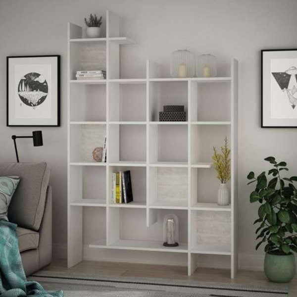 prezzo Libreria 6 Ripiani 122x25,5x188 cm in MDF Manco Bianco