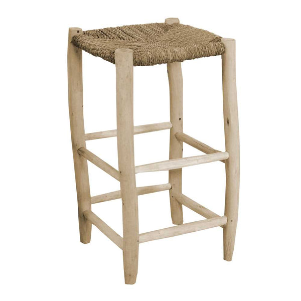 Sgabello Bar 35x35xh65 cm in Legno con Seduta Impagliata Naturale online