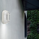 Plafoniera applique ovale E27 con griglia tartaruga bianca e campana in vetro