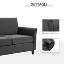 Divano 2 Posti 141x65x78 cm Imbottito con Rivestimento in Lino Grigio Scuro 