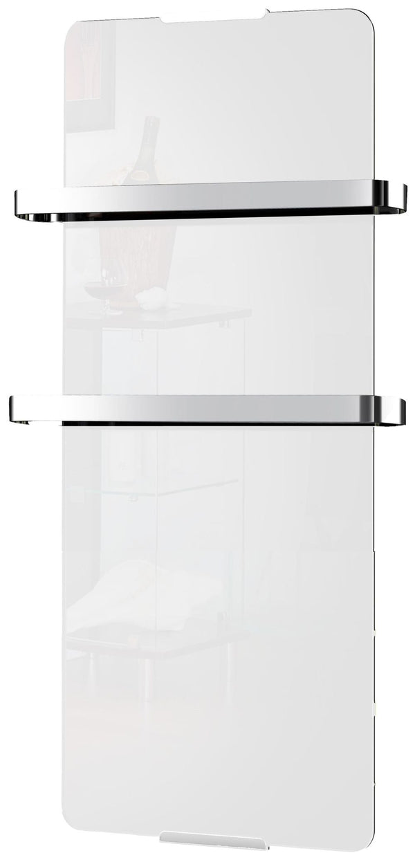sconto Handtuchwärmer aus gehärtetem Glas 120x46cm 1200W Chemin'Arte Weiß