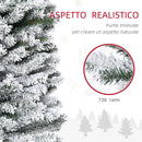 Albero di Natale Innevato Slim 180 cm 492 Rami Effetto Neve in PP e Acciaio Inox Verde  