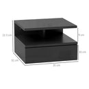 Comodino Sospeso 35x32x22,5 cm con Cassetto e Ripiano Aperto in Legno Nero Lucido  